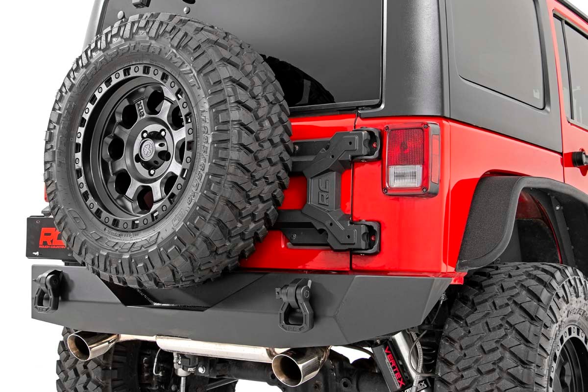 Jeep Wrangler Heavy Duty Tire Carrier - Rough Country - Hinged - '07-'10